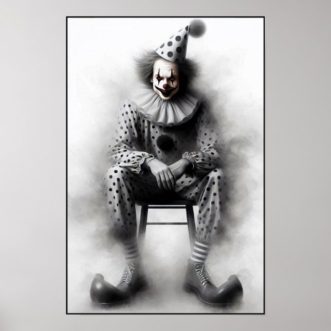 Modern Day Creepy Clown Portrait  Poster (Front)