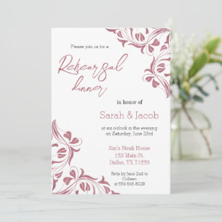 Modern Day Rose Gold Floral  Invitation