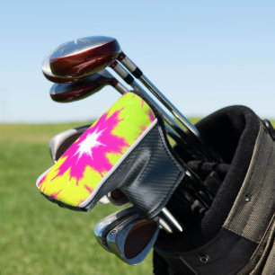 Modern Dazzle Rose Green Yellow Tie Dye Golf Head Cover