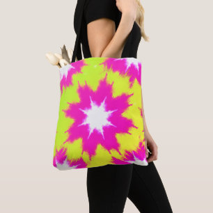 Modern Dazzle Rose Green Yellow Tie Dye Tote Bag
