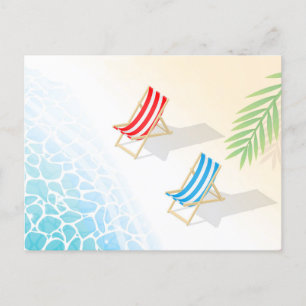 Modern Deckchairs at Seaside Art Holiday Postcard