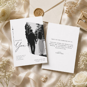 Modern Deckle Edge Wedding Photo Thank You Card