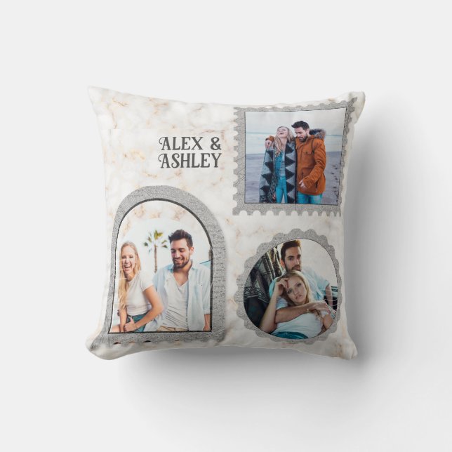 Modern Deco Art Custom Photo Name Design Cushion (Front)