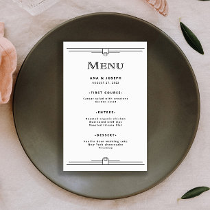 Modern Deco Black and White Wedding Menu