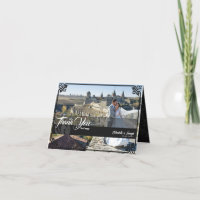 Modern Deco Black Swan Photo Wedding Folded