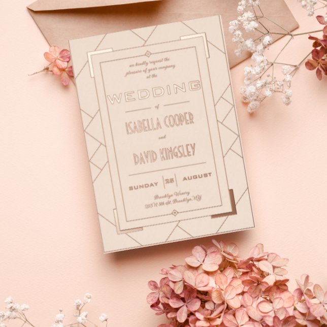 Modern Deco Cream and Gold I Foil Invitation (Creator Uploaded)