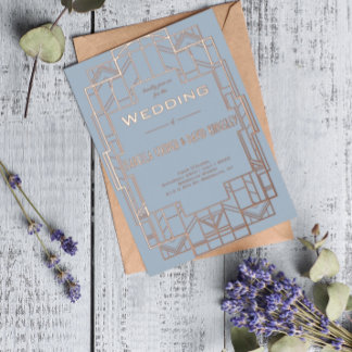 Modern Deco Dusty Blue I Foil Invitation