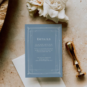 Modern Deco Dusty Blue Wedding Guest Details Enclosure Card