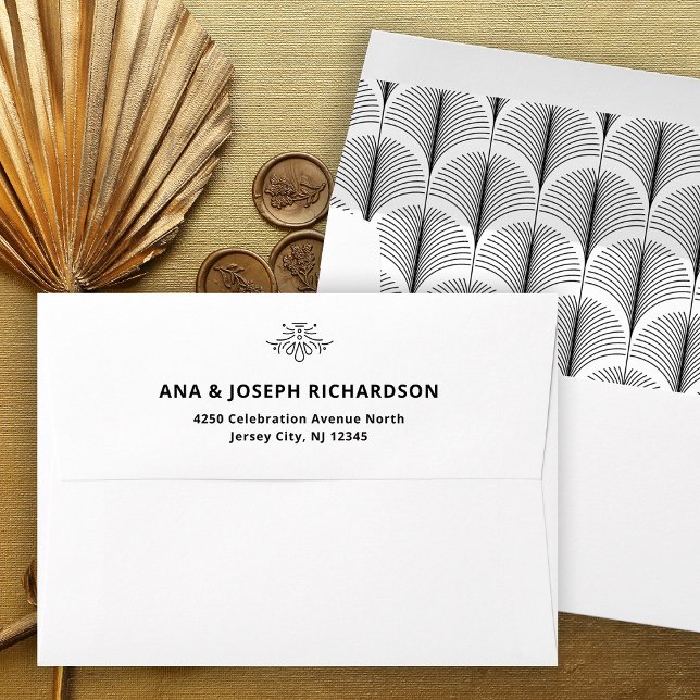 Modern Deco | Elegant Black and White Wedding Envelope (Creator Uploaded)