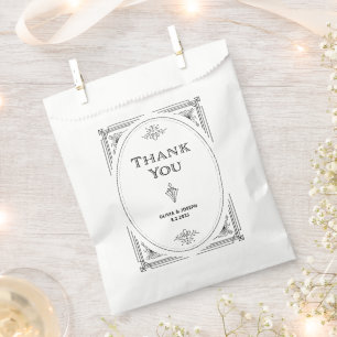 Modern Deco Elegant Black and White Wedding Favour Bag