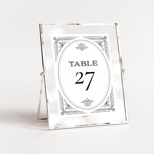 Modern Deco | Elegant Black and White Wedding Table Number (An elegant, art deco style wedding table number in black and white)