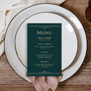 Modern Deco   Elegant Emerald Green Wedding Menu