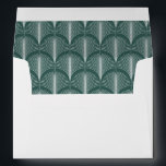Modern Deco | Elegant Festive Green Wedding Envelope<br><div class="desc">These glamourous wedding envelopes feature a modern spin on classic art deco. An ornate,  festive green geometric pattern decorates the inside of this elegant very light silver/white envelope for a dramatic,  vintage wedding look that is perfect for your Christmas holiday wedding. Your return address goes onto the back flap.</div>