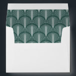 Modern Deco | Elegant Festive Green Wedding Envelope<br><div class="desc">These glamourous wedding envelopes feature a modern spin on classic art deco. An ornate,  festive green geometric pattern decorates the inside of this elegant very light silver/white envelope for a dramatic,  vintage wedding look that is perfect for your Christmas holiday wedding. Your return address goes onto the back flap.</div>