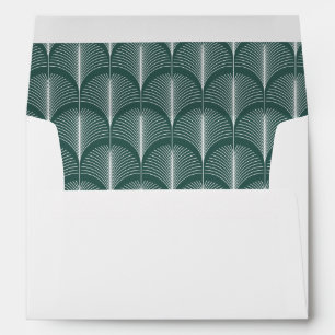 Modern Deco   Elegant Festive Green Wedding Envelope