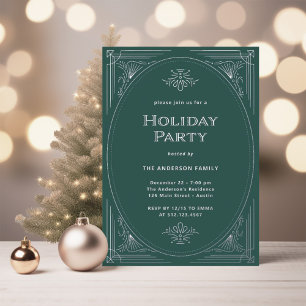 Modern Deco   Elegant Green Holiday Party Silver