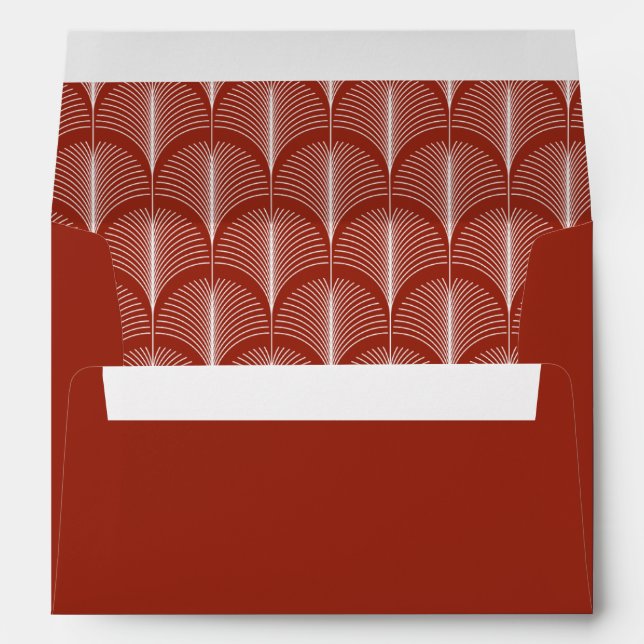 Modern Deco | Elegant Holiday Red Wedding Envelope (Back (Bottom))