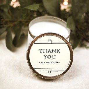 Modern Deco   Elegant Ivory and Black Wedding Classic Round Sticker