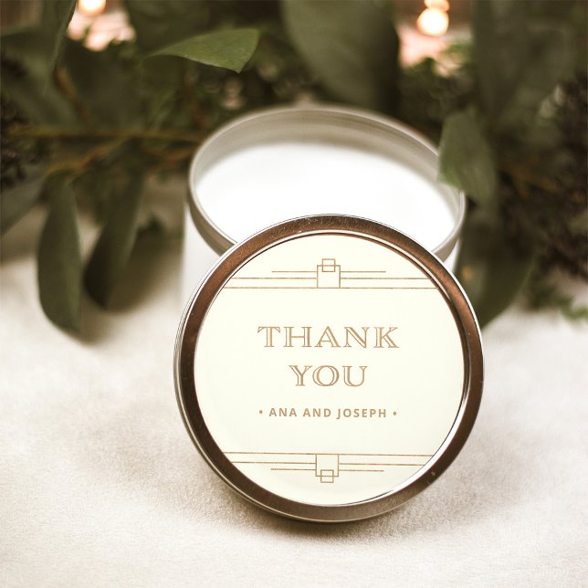 Modern Deco | Elegant Ivory and Faux Gold Wedding Classic Round Sticker (Creator Uploaded)