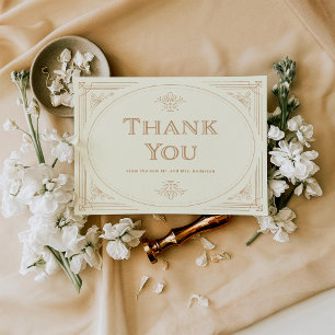 Modern Deco Elegant Ivory and Gold Wedding Thank You Card