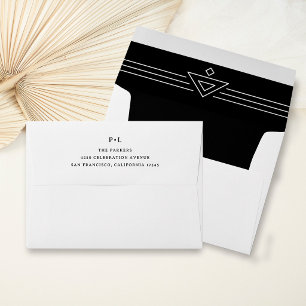 Modern Deco Elegant Monogram Wedding Envelope