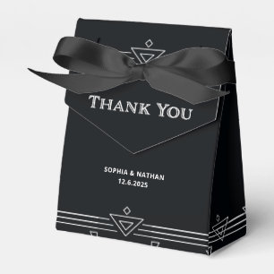 Modern Deco   Elegant Onyx Black and White Wedding Favour Box