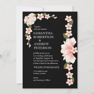 Modern Deco   Elegant Onyx Black and White Wedding Invitation