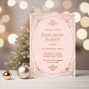 Modern Deco   Elegant Pink Holiday Party Rose Gold