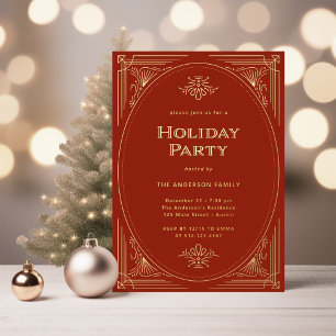 Modern Deco   Elegant Red Holiday Party Gold