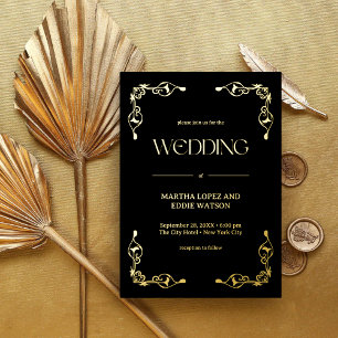 Modern Deco Elegant Wedding Black and Gold