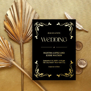Modern Deco Elegant Wedding Black and Gold