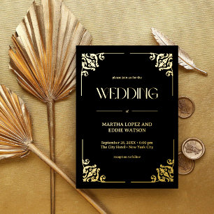 Modern Deco Elegant Wedding Black and Gold