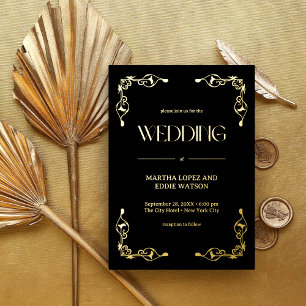 Modern Deco Elegant Wedding Black and Gold
