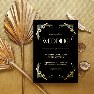 Modern Deco Elegant Wedding Black and Gold
