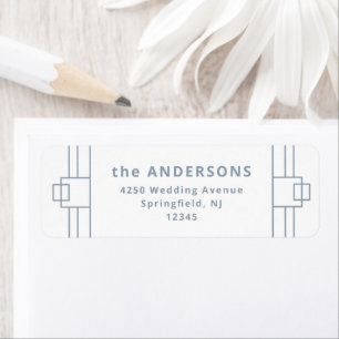 Modern Deco   Elegant White and Dusty Blue Return Address Label