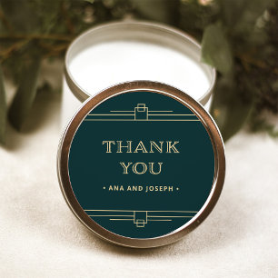 Modern Deco   Emerald Green and Champagne Wedding Classic Round Sticker