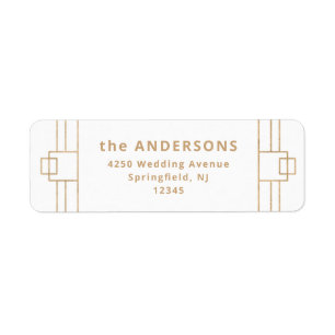 Modern Deco   Faux Gold and White Return Address Label