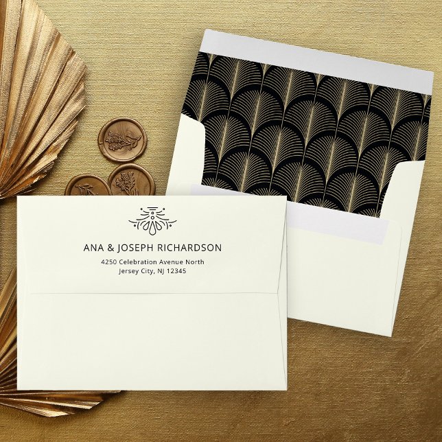 Modern Deco | Faux Gold Look and Ivory Wedding Envelope (Creator Uploaded)