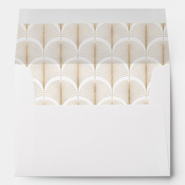 Modern Deco | Faux Gold Look and White Wedding Envelope (Back (Bottom))