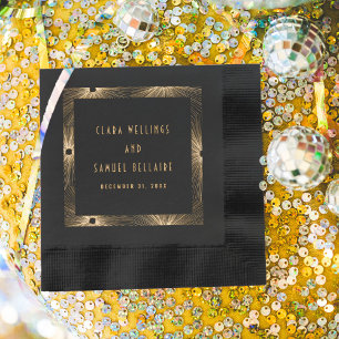 Modern Deco Firework Bursts Wedding Gold Foil Napkins