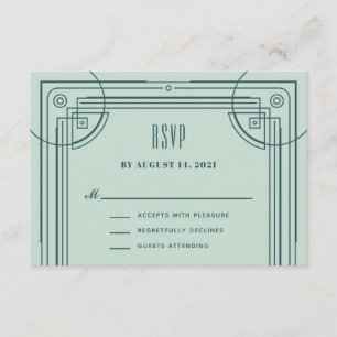 Modern Deco Frame RSVP Enclosure Card - Green