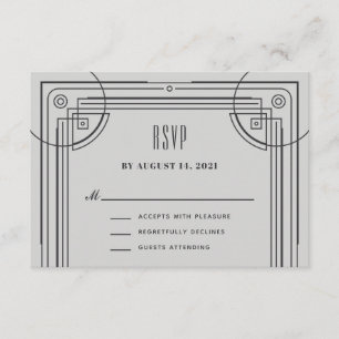 Modern Deco Frame RSVP Enclosure Card - Grey