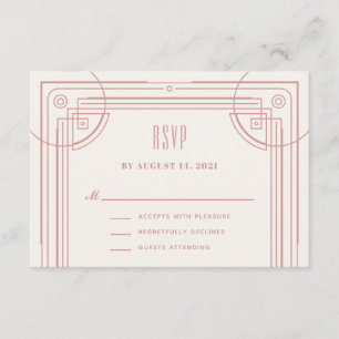 Modern Deco Frame RSVP Enclosure Card - Rose