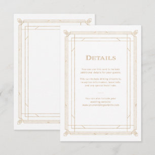 Modern Deco   Gold and White Wedding Guest Details Enclosure Card