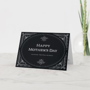 Modern Deco Happy Mothers Day Black and White Card