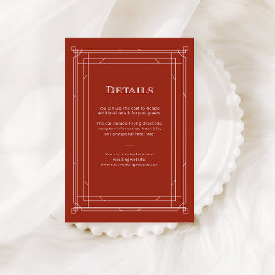 Modern Deco Holiday Red Wedding Guest Details Enclosure Card