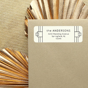 Modern Deco   Ivory and Black Return Address Return Address Label