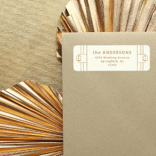 Modern Deco   Ivory and Faux Gold Return Address Return Address Label