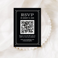 Modern Deco RSVP with QR Code | Onyx Black