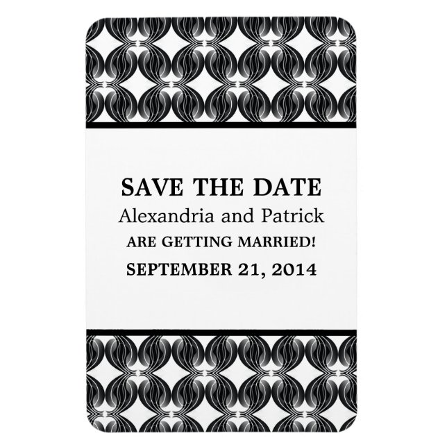 Modern Deco Save the Date Magnet, Black Magnet (Vertical)